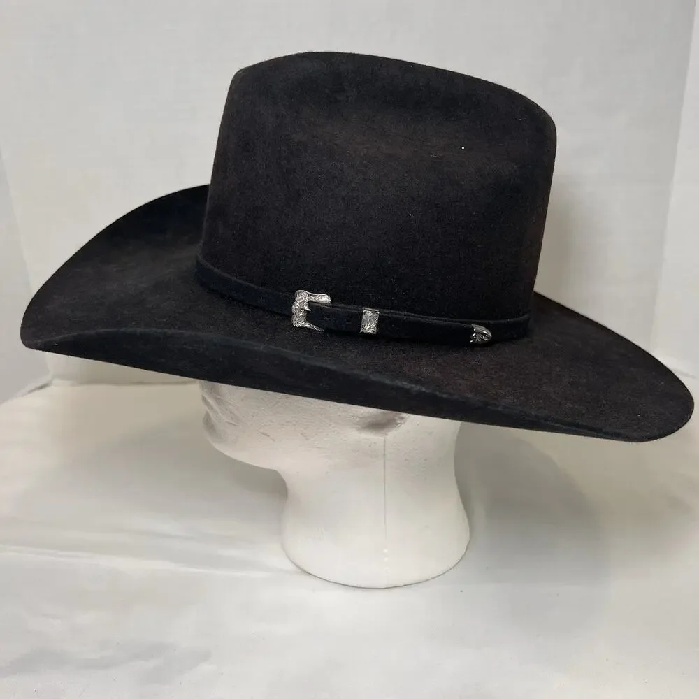 Peters Brothers Cowboy Hat Size 6 3/4 Black Felt Fur Western Cowgirl Work 8737